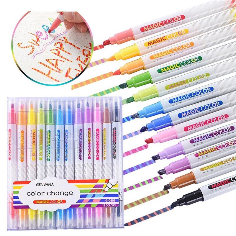 12kom Dual Tips Chanching Highlighters