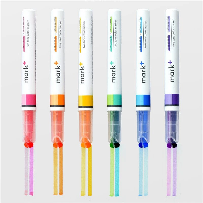 6kom Double Line Double Color Highlighters